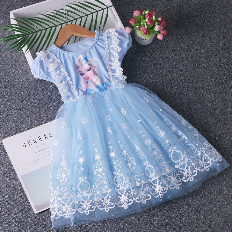 New Arrival Kids Girls Princess Frozen Elsa Dress Princess Dresses In Korean Style Babies Kids Girls Apparel 4 To 7 Years On Carousell