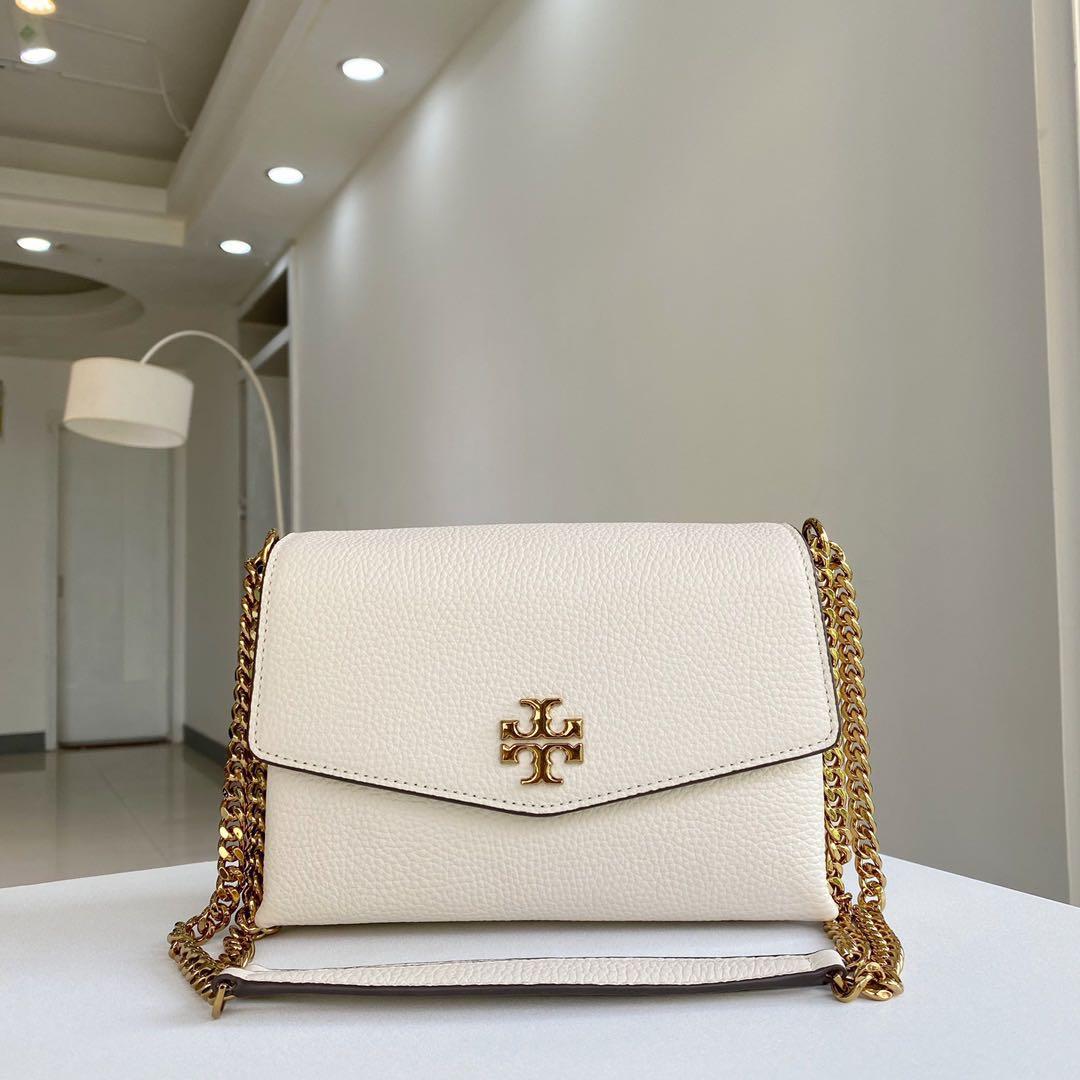 New! Authentic Tory Burch Kira Pebbled Flap Bag White, Luxury, Bags &  Wallets on Carousell