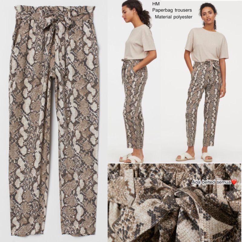 new H M Snake Pants Celana XS XXL Fesyen Wanita Pakaian Wanita Bawahan di Carousell