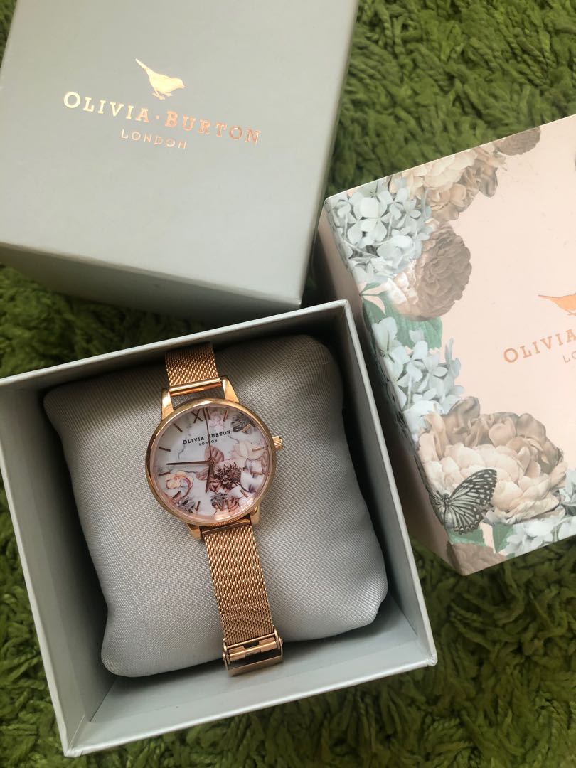 Marble floral rose gold mesh watch sale