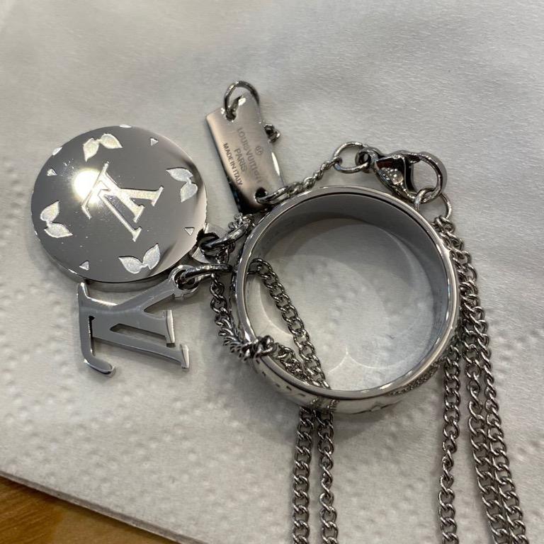LOUIS VUITTON Monogram Charms Necklace Silver M62485 90201787