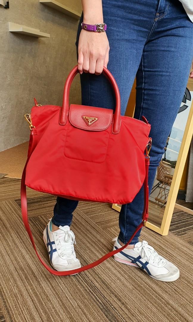 Prada nylon top handle bag on sale