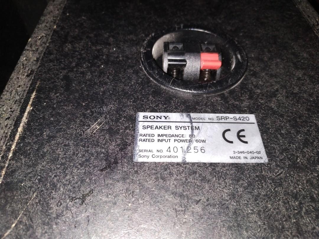 sony speaker system rated impedance