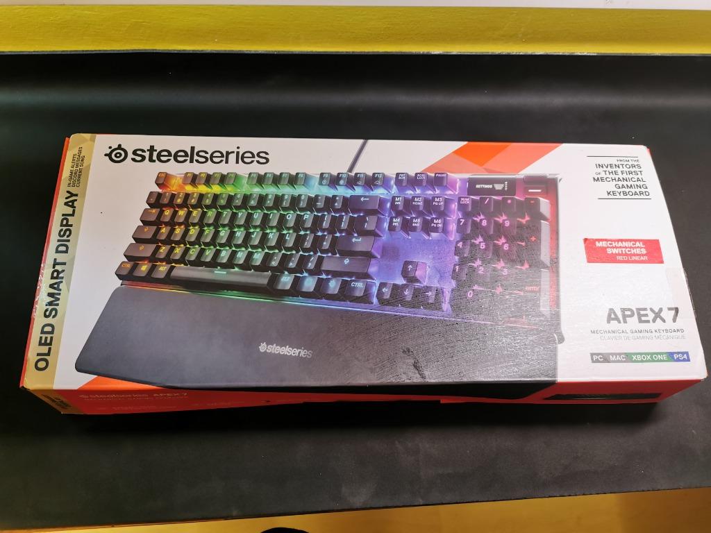 SteelSeries Apex Mechanical Gaming Keyboard â€“ OLED Smart Display â€“ USB  Passthrough and Media CONTROLS â€“ Linear and Quiet â€“ RGB Backlit (Red  Switch), Apex 7, Computers  Tech, Parts 