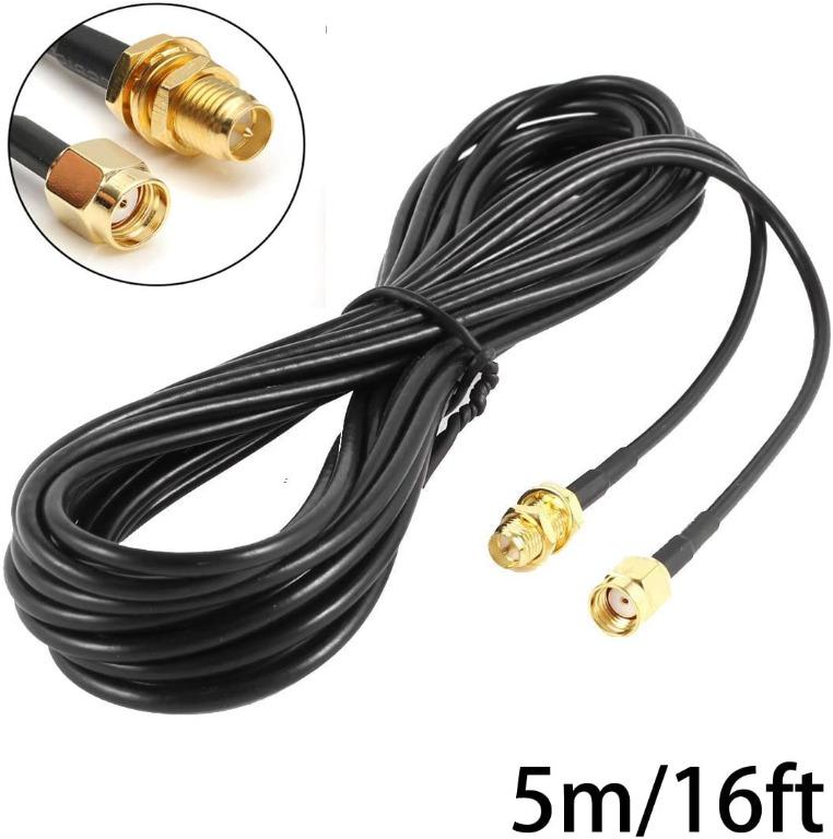 Stylez Black Rp Sma Coaxial Extension Cable For Wifi Lan Wan Router Antenna 5m Electronics Others On Carousell