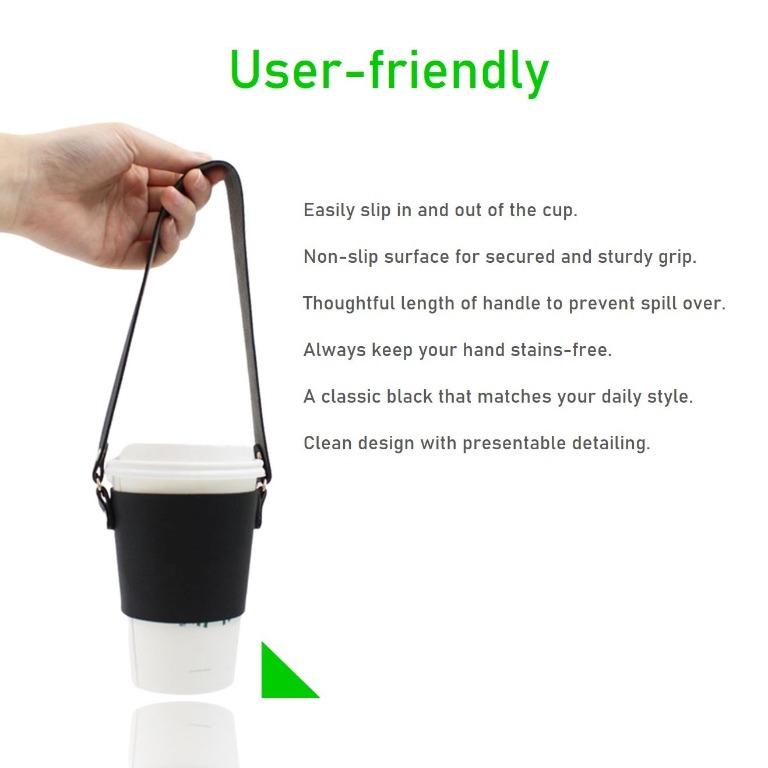 Portable Coffee Leather Cup Holder Accompanied By Packing Milk Tea Cup Band  -body Strap Water Cup Bag Beverage Protective Cover