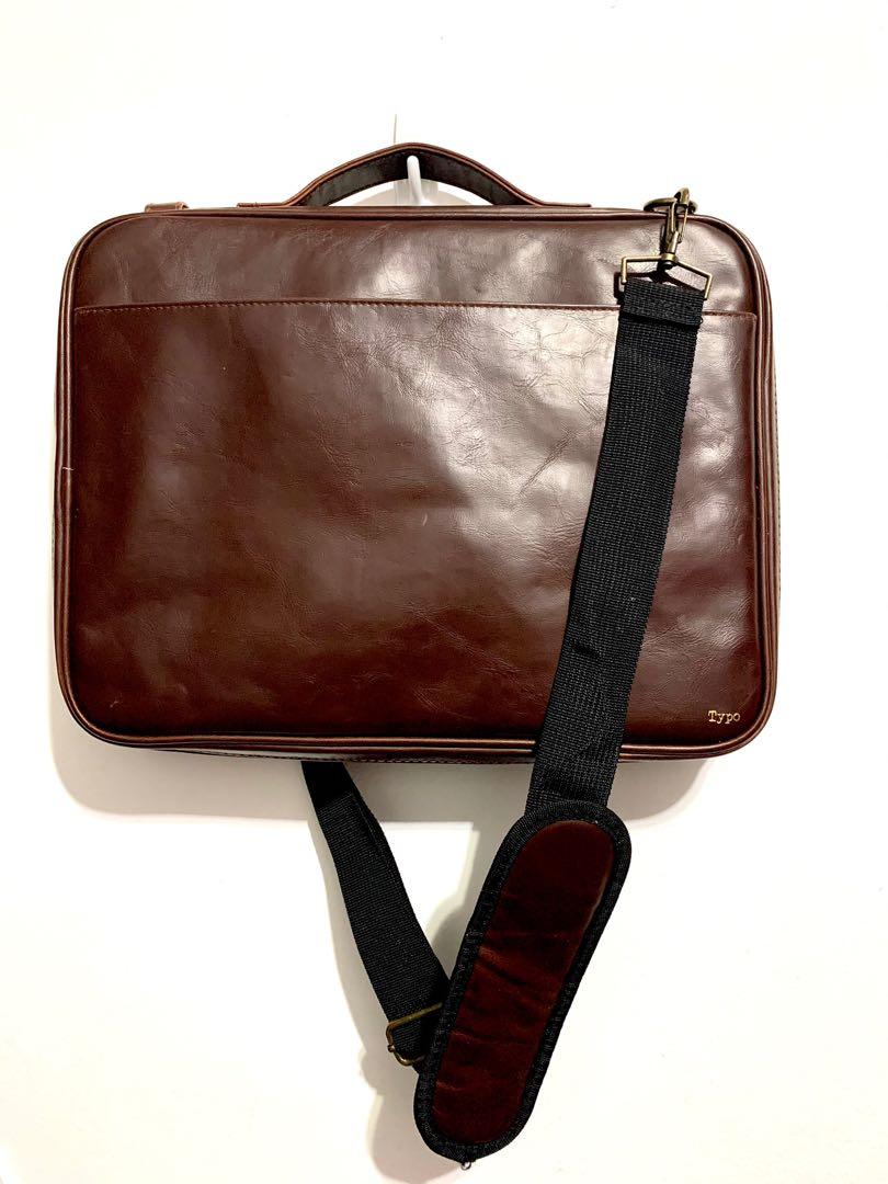 Typo leather laptop bag on sale