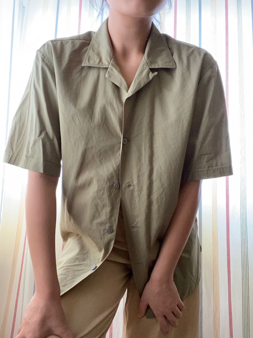 Uniqlo U Men Open Collar Shirt Women S Fashion Tops Shirts On Carousell