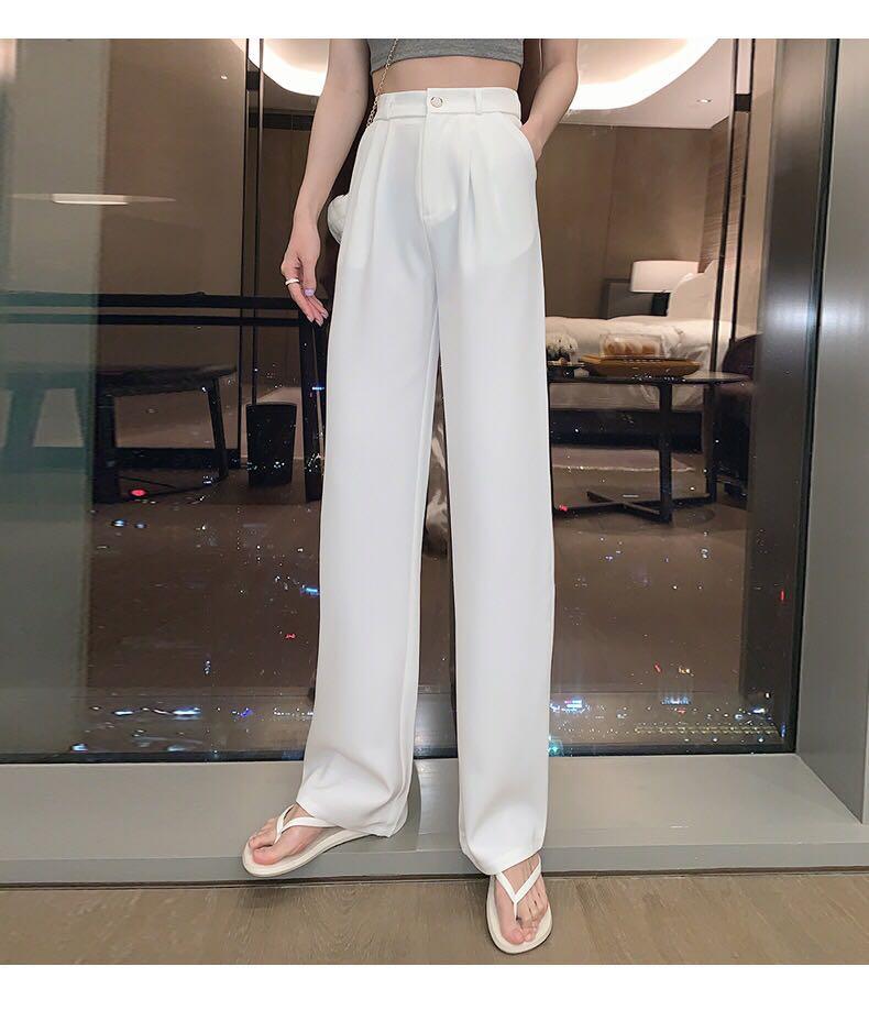 White straight pants for women Outlet