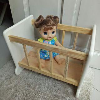 Wooden Doll Crib for Baby Alive and Dolls
