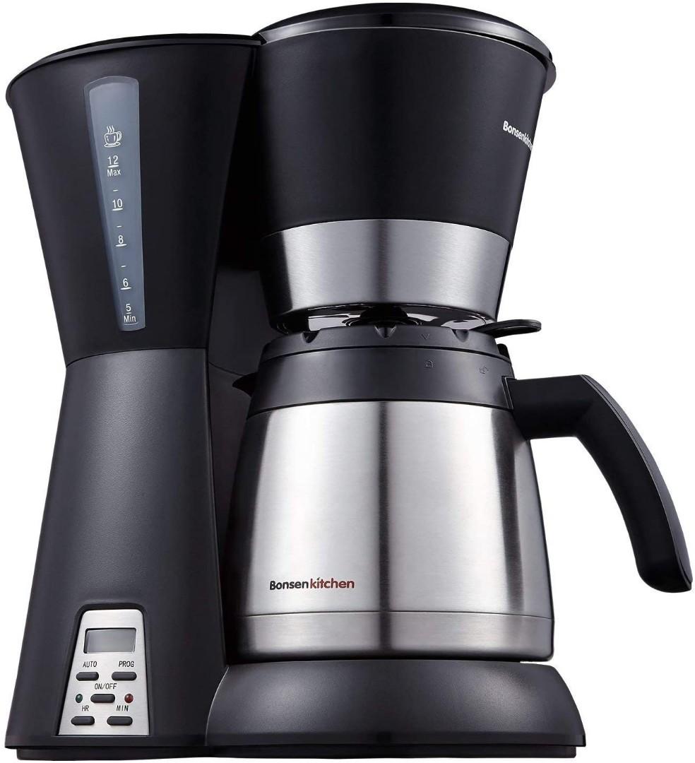 Bonsenkitchen Filter Coffee Machine with Thermos Jug and Timer