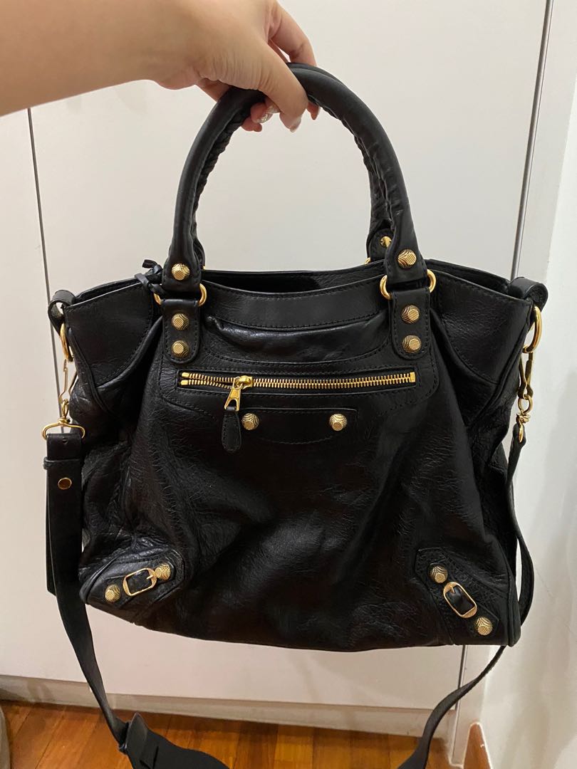 balenciaga bag black gold