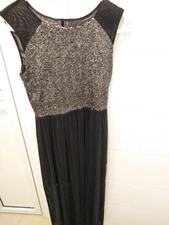 warehouse sheer sequin panel dress