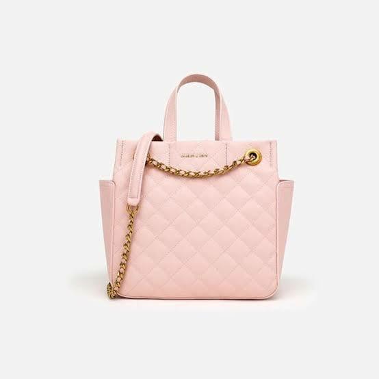 charles & keith chain detail quilted tote