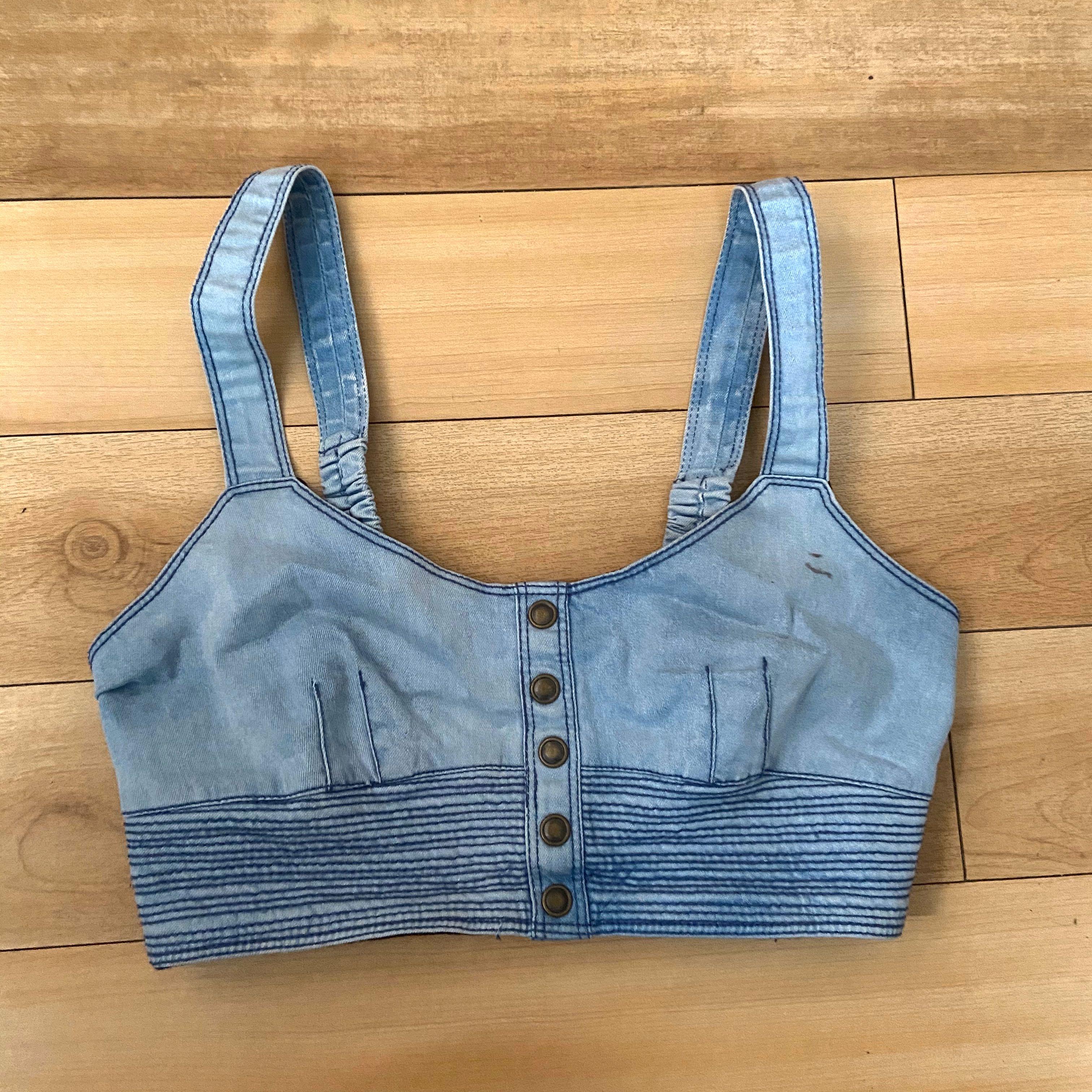 denim bralette crop top