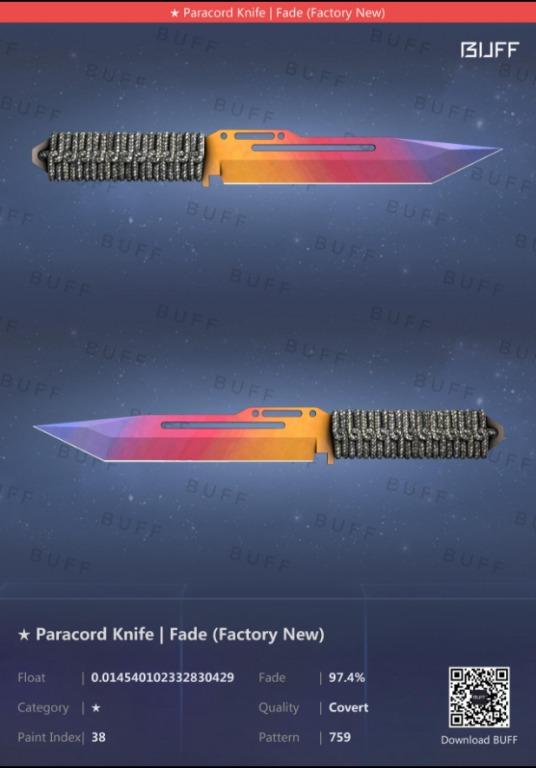CSGO Paracord Knife Fade Factory New, Video Gaming, Gaming Accessories