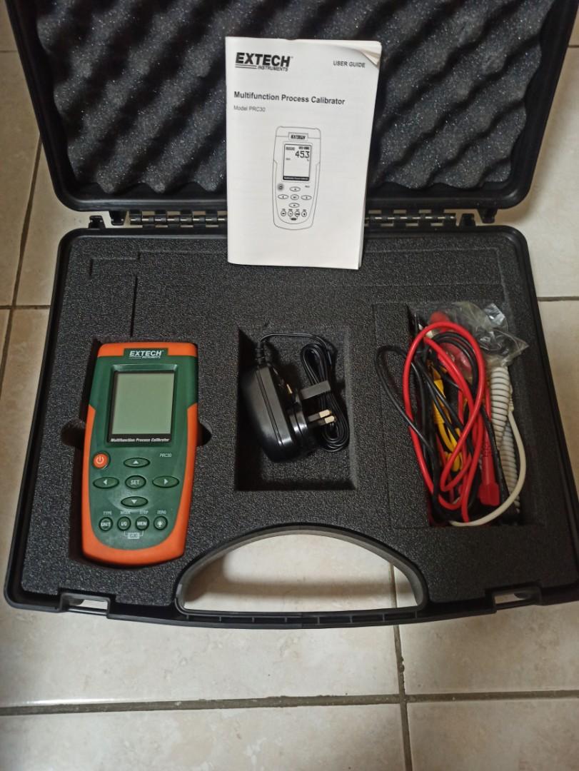 Extech PRC30 Multifunction Process Calibrator (Category: Others) located in Kota Kinabalu. Submitted by ex_prelove (Listing ID 1032906138, Image 2). Description: The PRC30 is a Multifunction Process Calibrator. This calibrator provides precision sourcing and measurements for thermocouples (eight types), current (mA), and voltage (mV and V) devices. Featuring 24 volt loop power, five user adjustable calibration presets, and temperature output in F