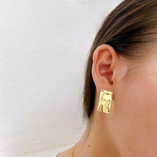 Gold Square Bar Earrings