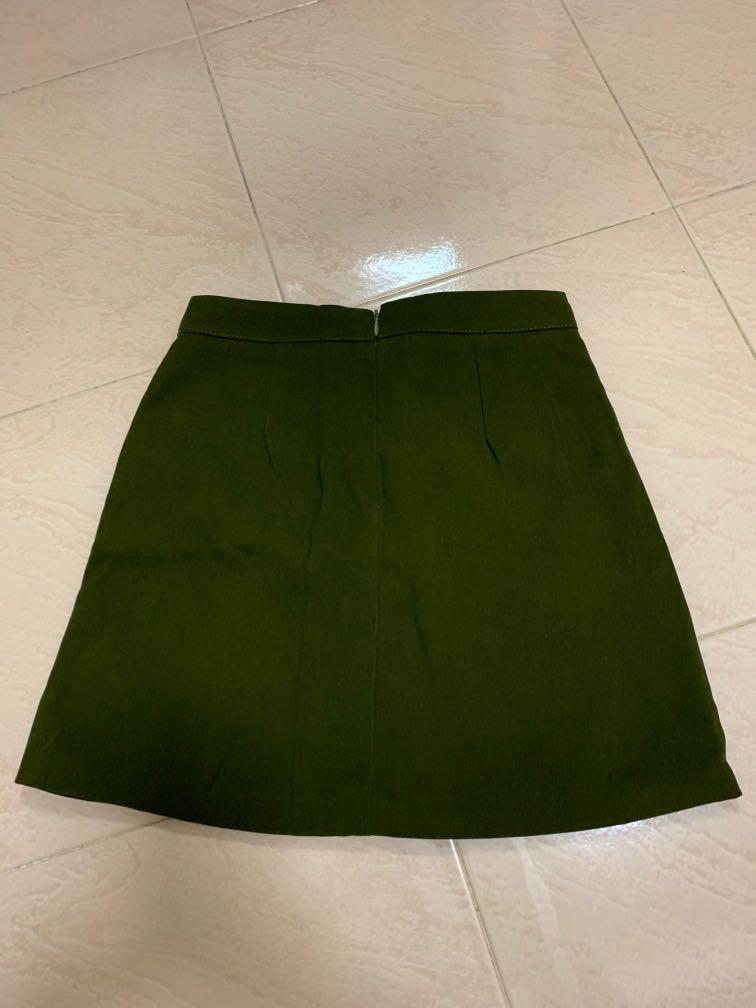 Green Suede Skirt, Women's Fashion 