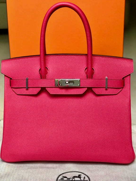 Hermes Birkin 30 Rose Extreme Pink Bag Handbag Palladium Hardware