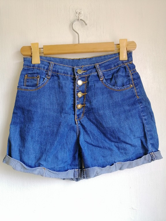 high waisted button up shorts