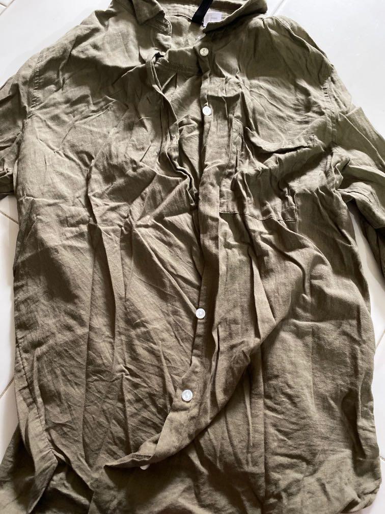 H M Olive Green Blouse Women S Fashion Clothes Tops On Carousell