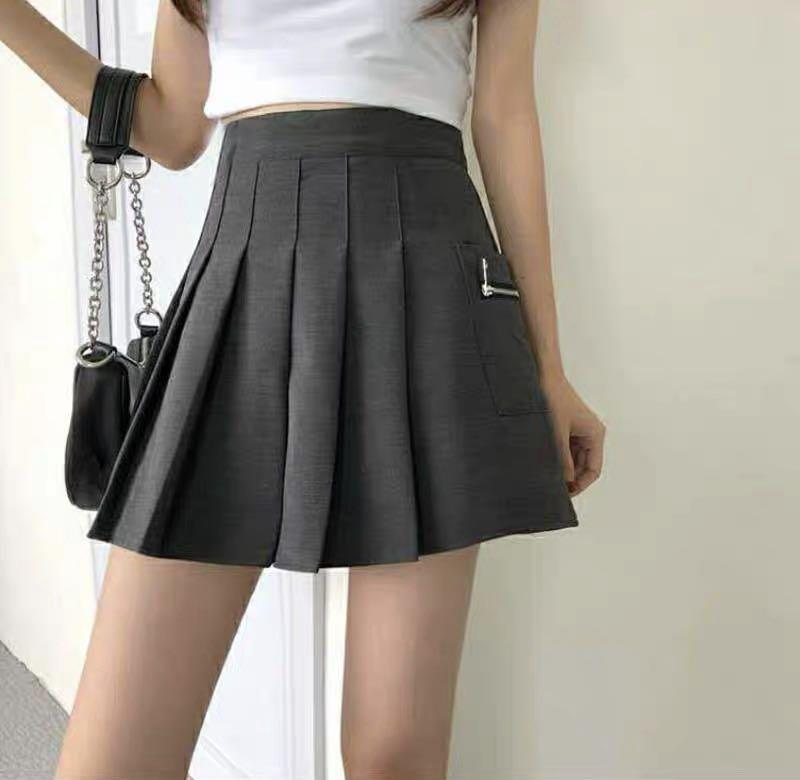 Grey skirt korean fashion sale
