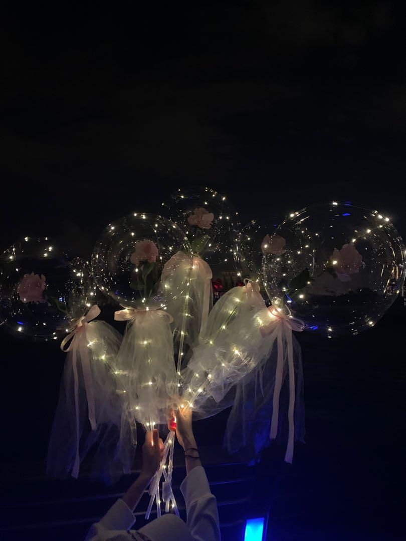 Led Balloons With Flowers Inside Design Craft Others On Carousell