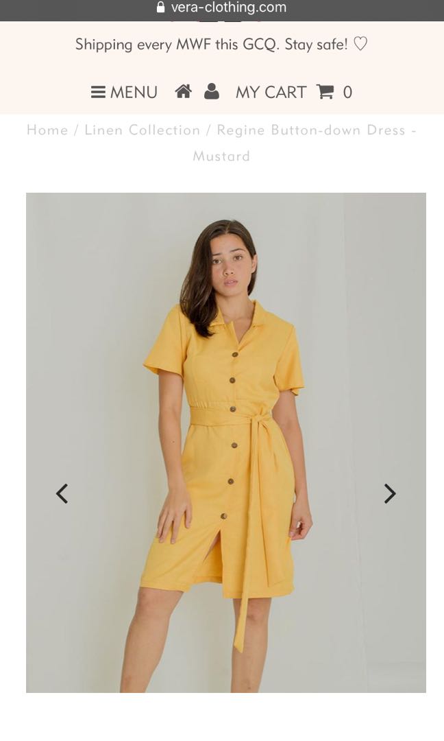yellow button down dress