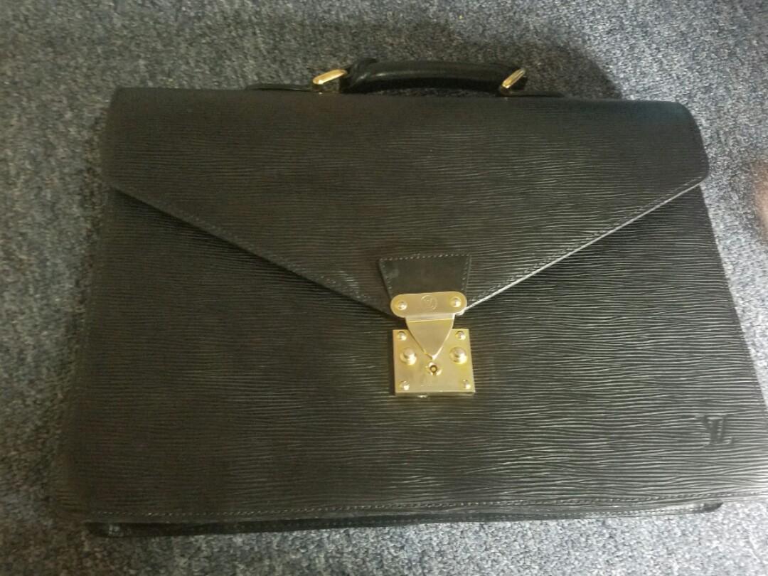 Vintage LOUIS VUITTON Black Epi Leather Briefcase Ambassador 