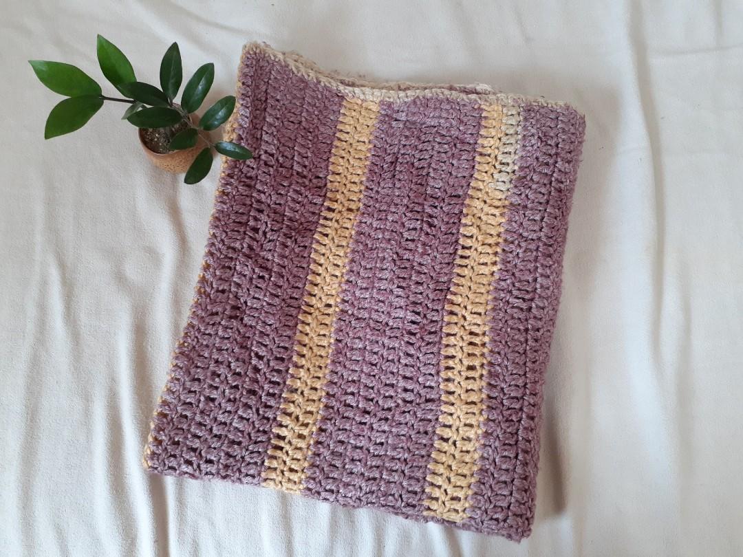 Mauve Shabby Chic Knitted Throw Blanket Rug Table Cloth Back Drop