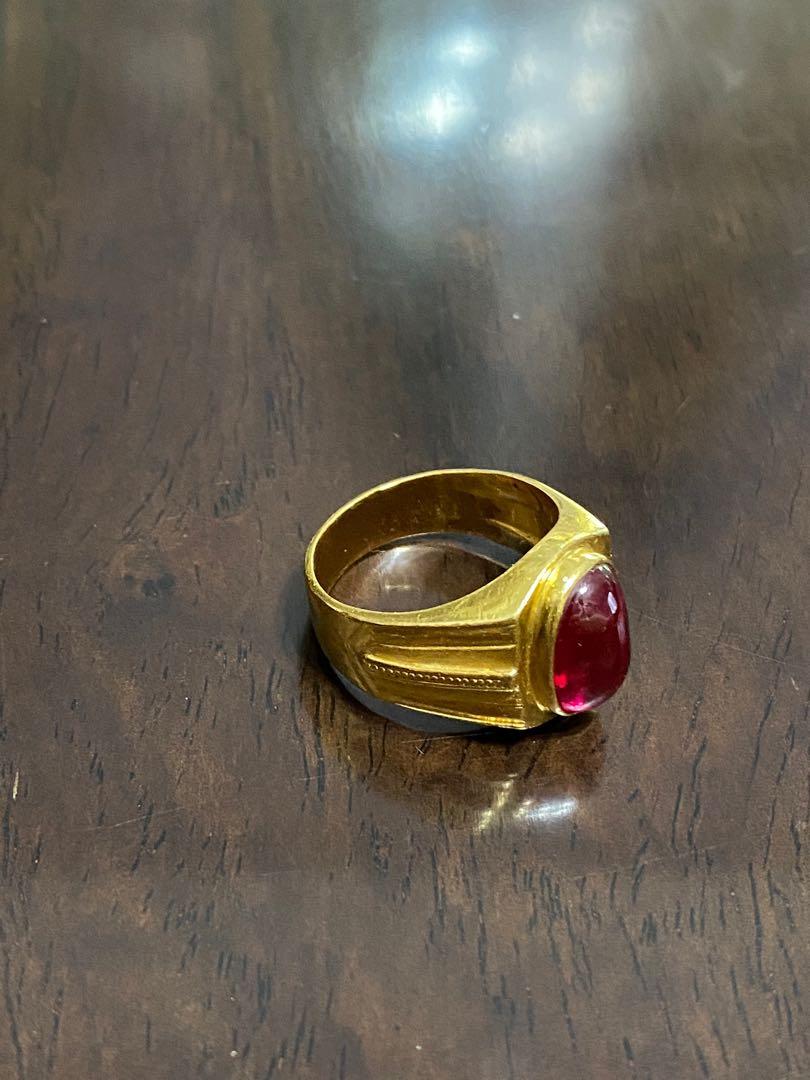 Gold ring with red stone for mens on sale