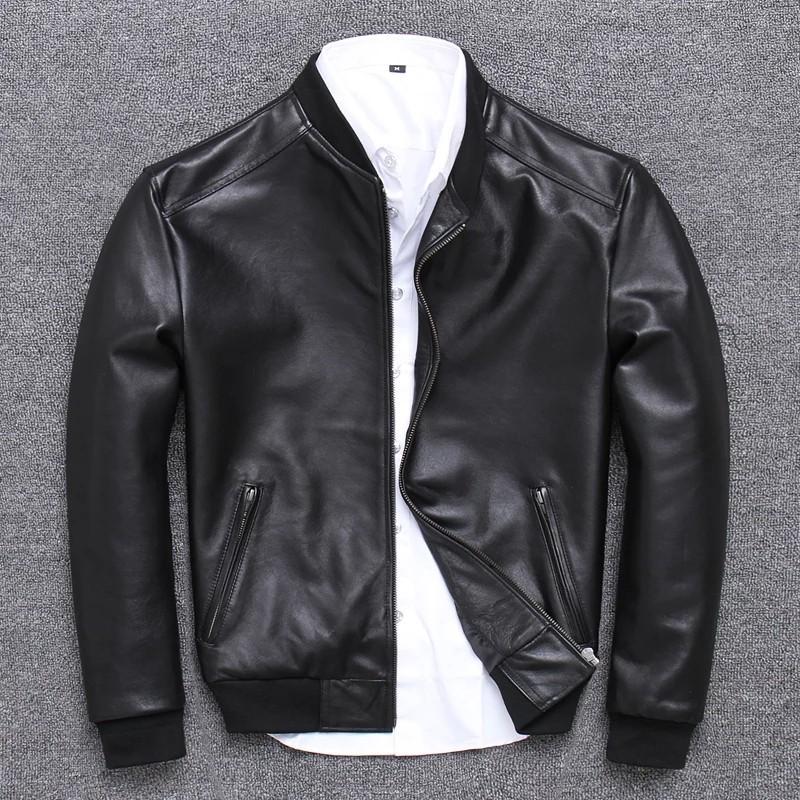 Men's black leather 2025 jacket sale
