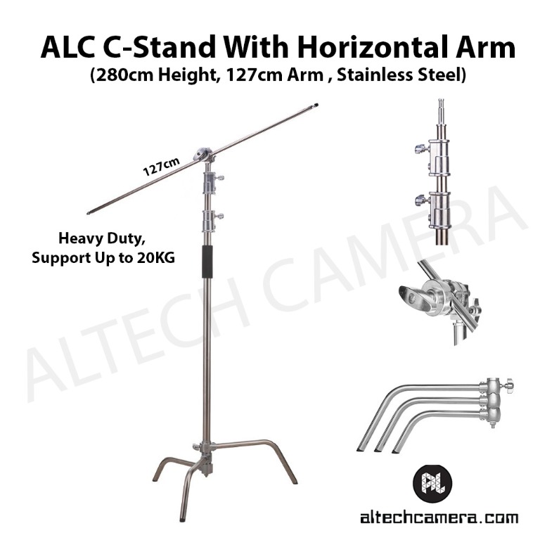  EMART Photography C Stand with Boom Arm, 10ft/300cm Adjustable  Heavy Duty Light Cstand with 4.2ft/128cm Holding Arm, 2 Pieces Grip Head  for Video Reflector, Moonlight, Softbox : Musical Instruments