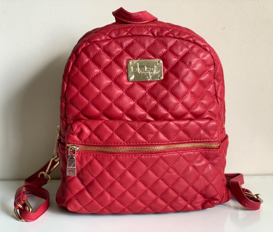 NEW BEBE RED MARIA QUILTED TRAVEL BACKPACK BAG PURSE 109 SALE