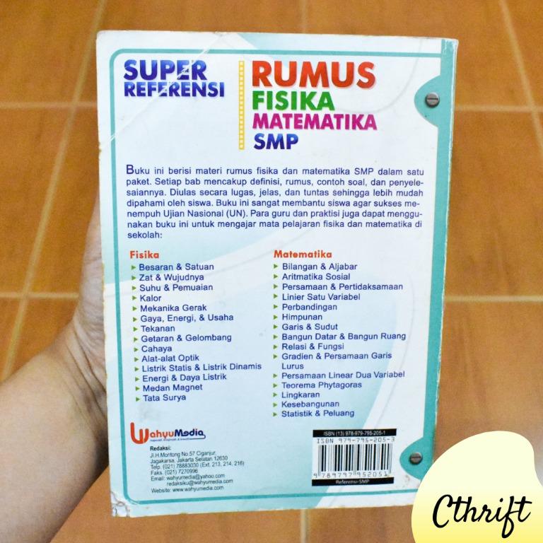 Buku Rumus Super Referensi Rumus Fisika Matematika Smp Endro Wahyono Buku Alat Tulis Buku Di Carousell