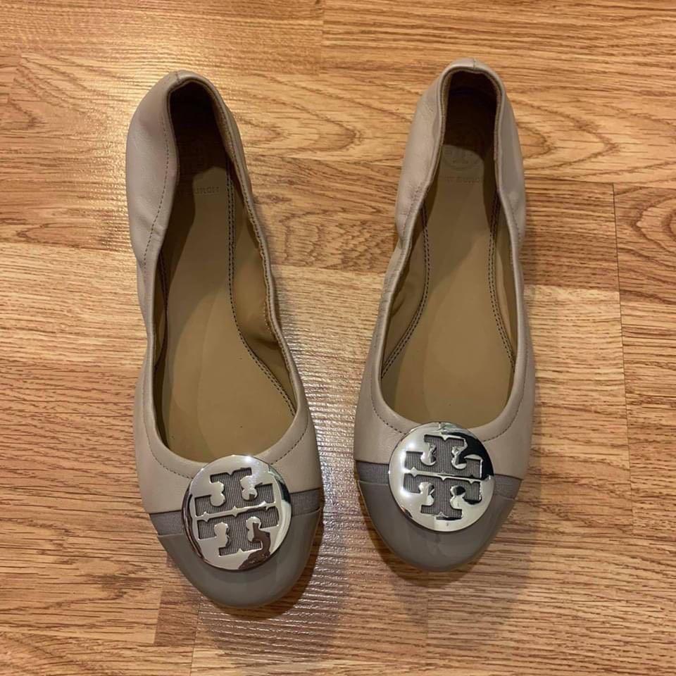 grey tory burch flats