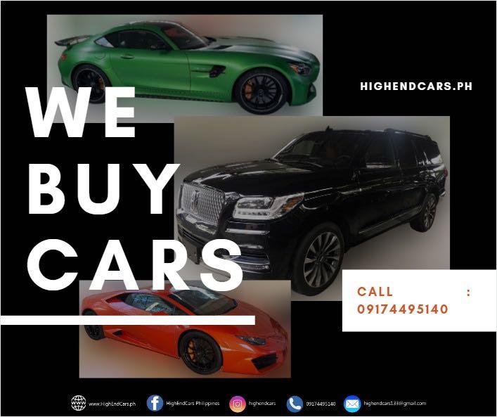 We Buy Cars (Category: Car Services) located in Manila. Submitted by highendcars (Listing ID 1032916454, Image 1). Description: We Buy Luxury Cars and Bulletproof Vehicles - [ ] HIGHENDCARS.PH -- For every journey, there’s a car - [ ] Sales / Indent Order/ Trade-in / Parts / Tune Up / Re-sale / Financing / Bulletproof Vehicles & Armoring Call : 09174495140.