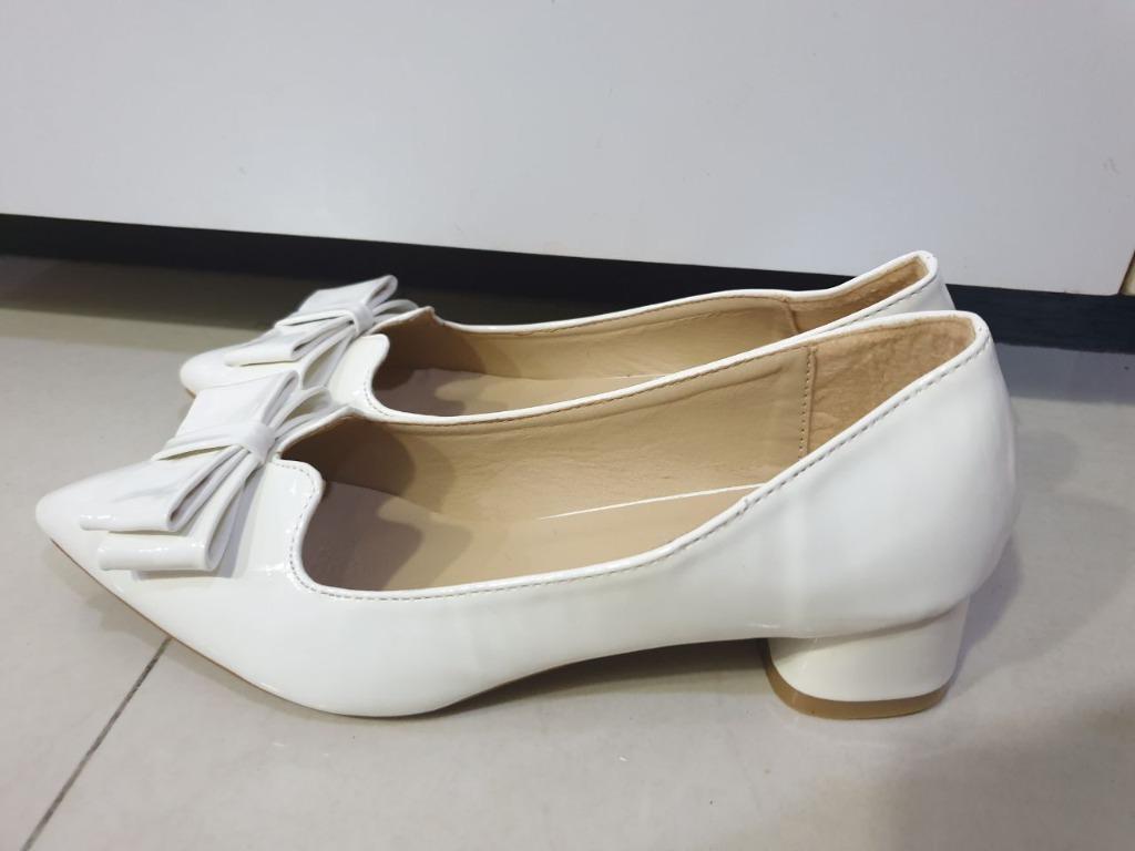 white ribbon heels