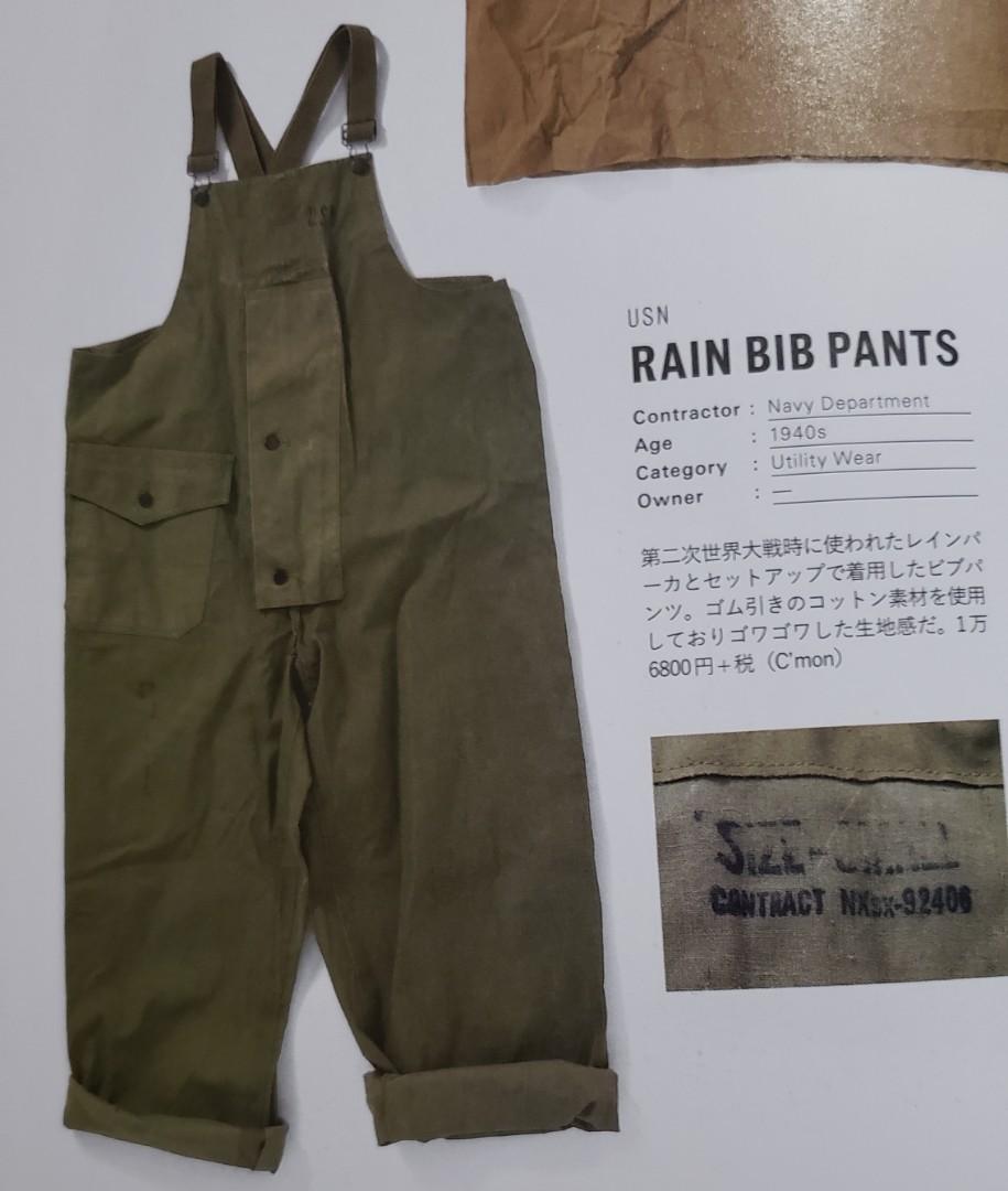 WWII WW2 original USN RAIN BIB PANTS Overalls, 男裝, 褲＆半截裙