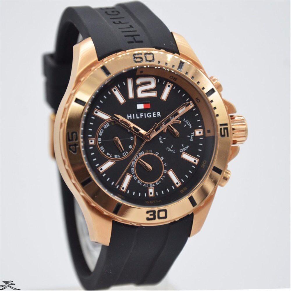 Tommy hilfiger top black silicone watch