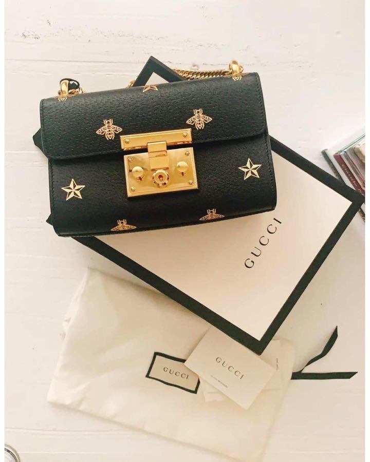 Authentic Gucci Bee Star Padlock Small Luxury Bags Wallets on