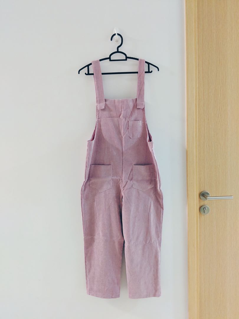 pastel pink overalls