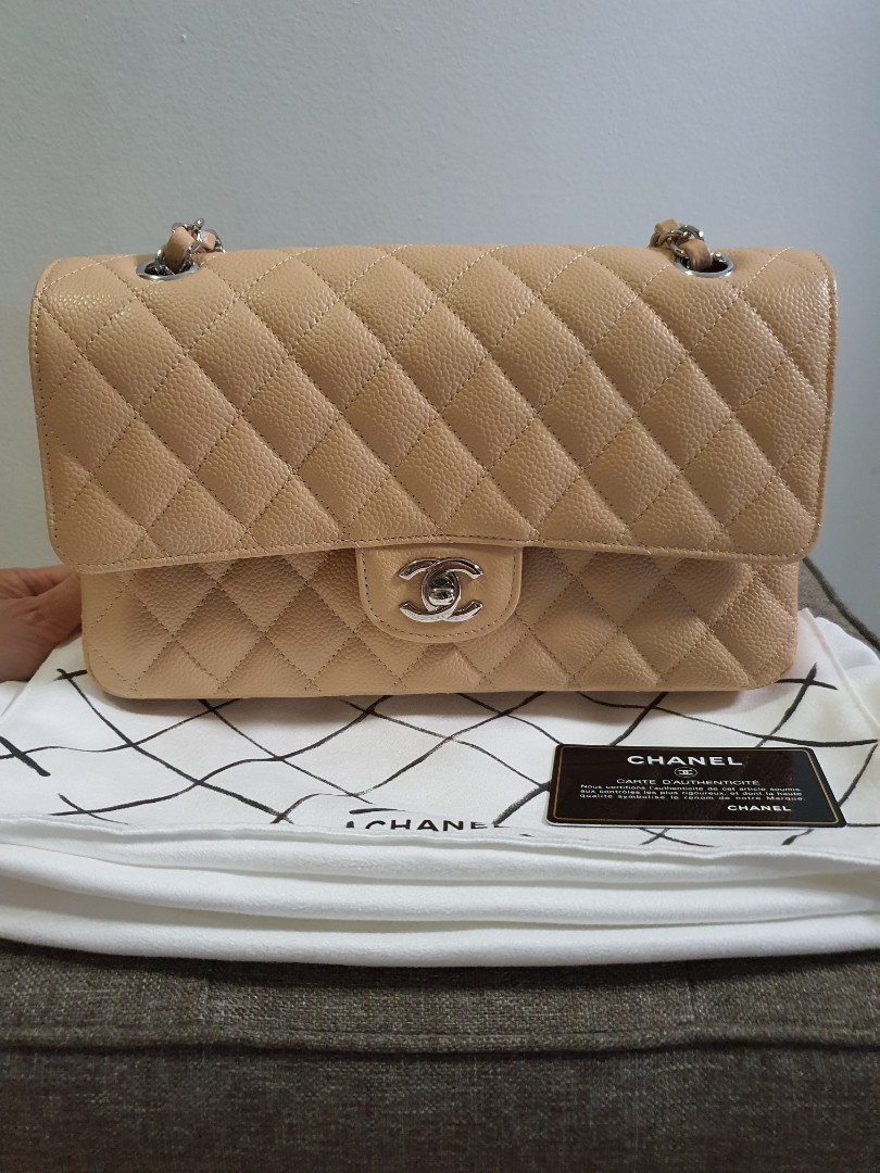 Chanel classic new arrivals beige caviar