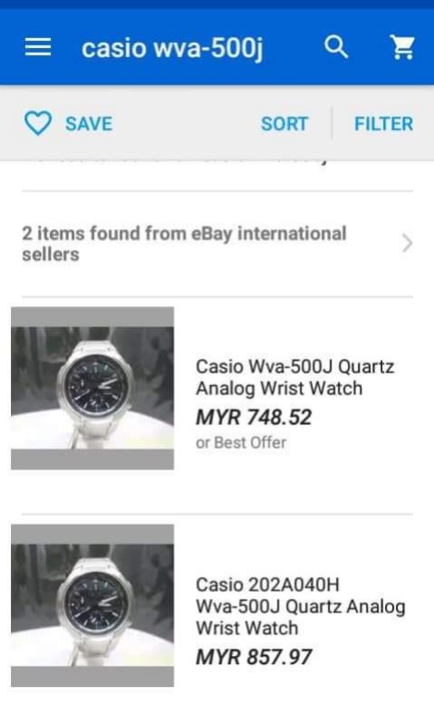 Casio wave ceptor wva 500j top