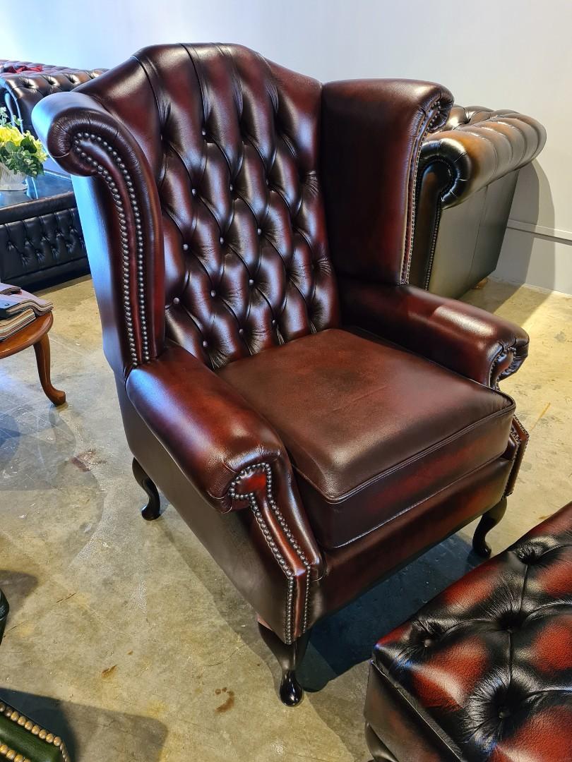 Chesterfield armchair high clearance back