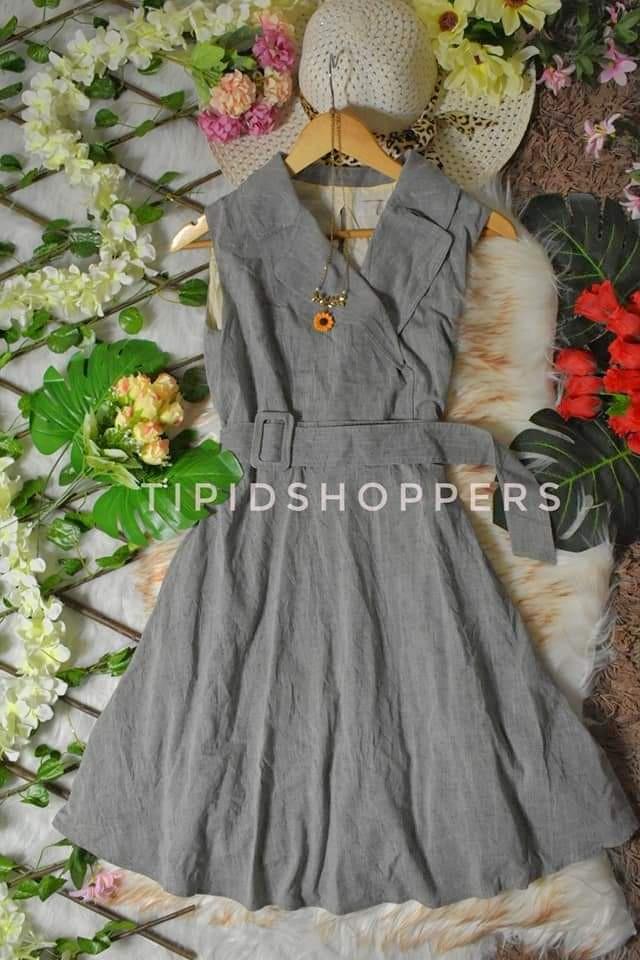 Gray semi top formal dress