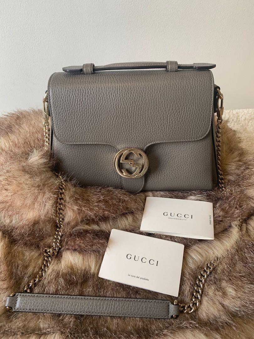 Gucci Small Dollar Interlocking G Top Handle Bag - Grey Handle Bags,  Handbags - GUC1255917