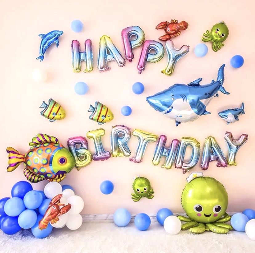 Sea Fish Octopus Dolphin Aluminum Foil Balloons For Birthday Party Decor Toys