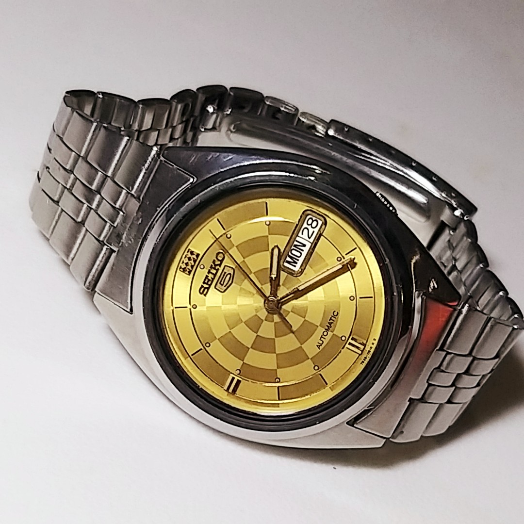 Jam Tangan Seiko 5 Vintage Gold Dial Cal 7S263250 ORIGINAL, Fesyen
